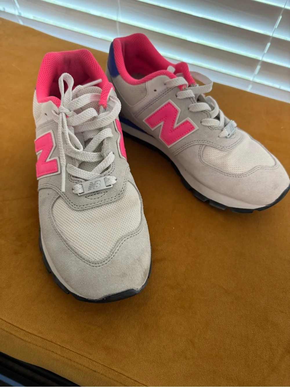 New Balance Light Gray with Hot Pink Accent Sneakers